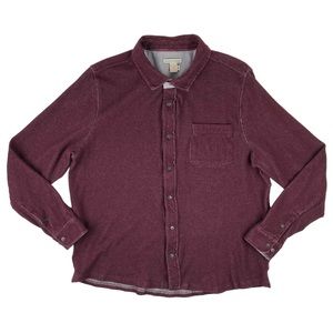 Carbon 2 Cobalt Mens Medium Shirt Dark Red Corduroy Long Sleeve Button Up Pocket